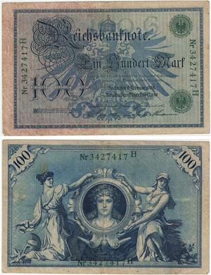 R0931 Germany Banknote 100 Mark 1908 XD-> Make Offer
