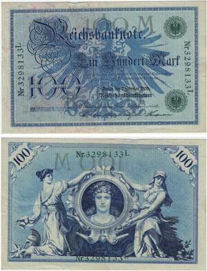 R0938 Germany Banknote 100 Mark 1908 AU-> Make Offer