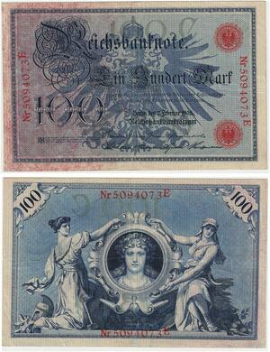 R0941 Germany Banknote 100 Mark 1908 AU -> Make Offer