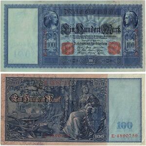 R0948 Germany Banknote 100 Mark 1910 AU -> Make Offer