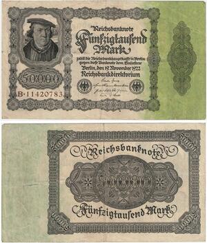 R0960 Germany Banknote Inflation 50000 Mark 1922 AU -> Make Offer