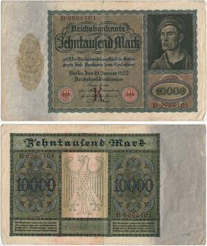 R0961 Germany Banknote Inflation 10000 Mark 1922 AU- -> Make Offer