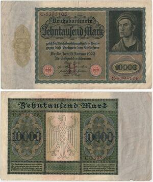 R0966 Germany Banknote Inflation 10000 Mark 1922 -> Make Offer