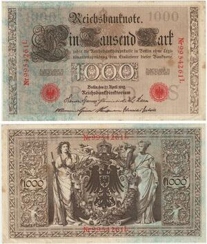 R0970 Germany Banknote 1000 Mark 1910 AU+ -> Make Offer