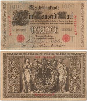 R0974 Germany Banknote 1000 Mark 1910 AU -> Make Offer