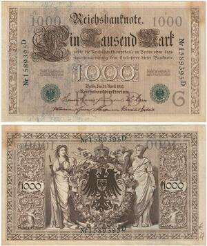 R0975 Germany Banknote 1000 Mark 1910 AU -> Make Offer