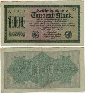 R0978 Germany Banknote Inflation 1000 Mark 1922 -> Make Offer