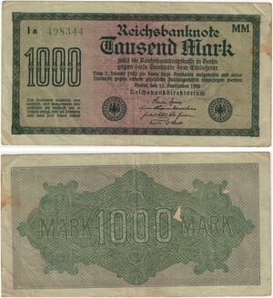 R0980 Germany Banknote Inflation1000 Mark 1922 -> Make Offer