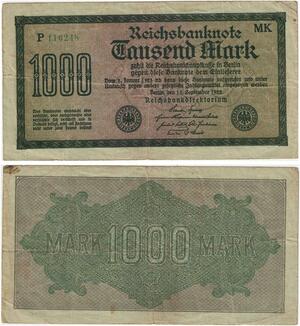 R0981 Germany Banknote Inflation 1000 Mark 1922 -> Make Offer