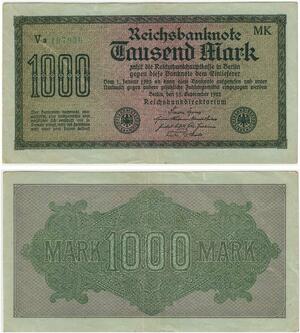 R0982 Germany Banknote Inflation 1000 Mark 1922 AU-> Make Offer