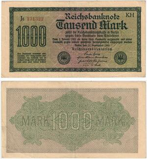 R0988 Germany Banknote Inflation 1000 Mark 1922 -> Make Offer