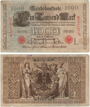 R0997 Germany Banknote 1000 Mark 1910 -> Make Offer