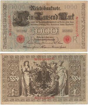R0999 Germany Banknote 1000 Mark 1910 -> Make Offer