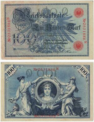 R1015 Germany Banknote 100 Mark 1908 AU -> Make Offer