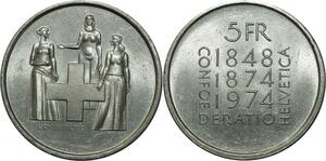 O862 Switzerland 5 Francs Révision de la Constitution 1974