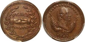 O1079 Scarce USA Token Patriotic Cent 1863 Peace for ever PCGS MS63 !!!