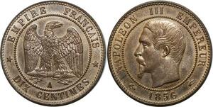 O1879 France Exceptionnelle 10 Centimes Napoléon III 1856 A Paris PCGS MS64 FDC CI !!