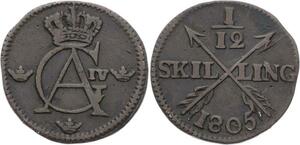 O2031 Schweden 1/12 Skilling 1805 Gustav IV Adolf 1792-1809 ->Make offer