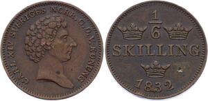 O2041 Schweden 1/6 Skilling Karl XIV Johann 1832 ->Make offer