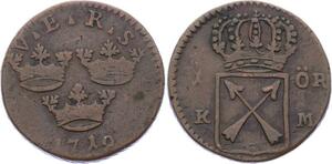 O2043 Sweden Suede 1 Ore Ulrika Eleonora 1719 ->Make offer