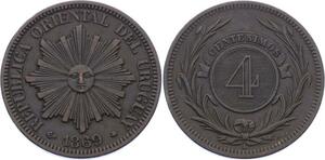 O2062 Uruguay 4 Centesimos 1869 A Paris ->Make offer