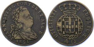 O2086 Scarce !! 40 Reis Joao VI 1821 XF ++ ->Make offer