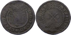 O2104 Portugal 10 Reis Pedro II 1703 ->Make offer