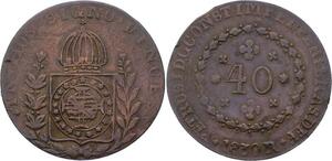 O2117 Scarce !! Brazil 40 Reis Pedro I 1830 R Rio de Janeiro XF ->Make offer