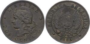 O2141 Argentine Argentina 2 Centavos 1884 ->Make offer