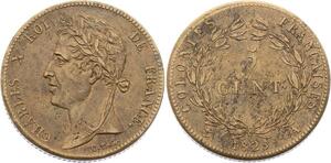 O2159 Colonies Francaises Guadeloupe 5 Centimes Charles X 1825 A Paris