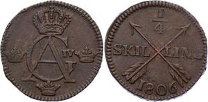 O2204 Sweden Sweden 1/4 Skilling Gustaf IV Adolf 1806 ->Make offer