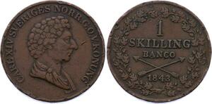 O2206 Sweden 1 Skilling Banco 1843 Carl XIV 1835 1843 ->Make offer