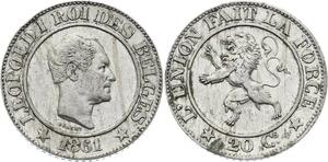 O2218 Belgique Belgium 20 Centimes Léopold I 1861 AU SUP ->Make offer