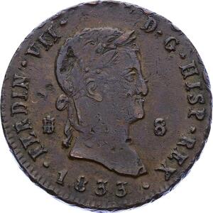 O2226 Spain Espana 8 Maravedis Fernando VII 1833 Segovia Quality !!!