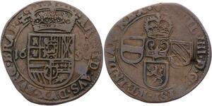 O2244 Spanish Netherlands Brabant 1 Liard Philip IV 1656 Z Anvers Main