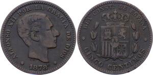 O2247 Spain 5 5 centavos Alphonso XII 1878 ->Make offer