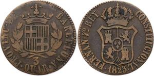 O2256 Barcelona 3 Quartos Ferdinand VII 1823 ->Make offer