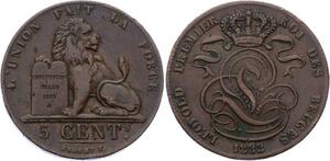 O2270 Belgium 5 Centimes Léopold I 1833 VF ++ ->Make offer