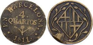 O2285 Spain Spain Occupation Barcelone 4 Cuartos Joseph Napoléon 1811