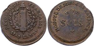 O2303 Convention Siège de Mayence 2 Sols Rois rameaux 1793 ->Make offer