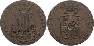 O2306 Rare Spain 6 Quarters cuartos Isabel II 1846 Catalonia not 7 petales