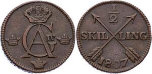 O2308 Sweden Gustav IV Adolf 1792-1809 1/2 Skilling 1807 Stockholm ->Make offer