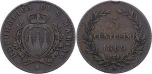 O2311 San Marino 5 Centesimi 1869 M ->Make offer