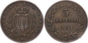 O2313 San Marino 5 Centesimi 1894 R Roma ->Make offer