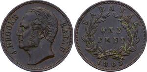 O2321 Borneo Sarawak 1 Cent Brooke Rajah 1863 AU ->Make offer