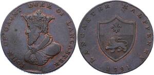 O2328 UK Great Britain Half Penny Token John of Gaunt duke 1791 ->Make offer