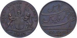 O2461 Scarce British India Bengal Presidency 20 Cash 1803 AU !! ->Make offer