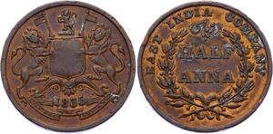 O2463 British India 1/2 Anna 1835 XF !! >Make offer