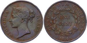 O2493 Straits Settlements 1 cent Victoria 1845 XF !! ->Make offer