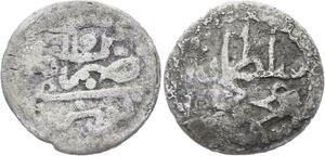 O2579 Tres Rare Tunisie 1/2 Kharub Sultan Mahmud I 1153 1741 0.7g KM# A40